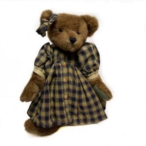 Boyds Bears Plush Eugenia Archive Collection Bear 16" in Blue Plaid Dress